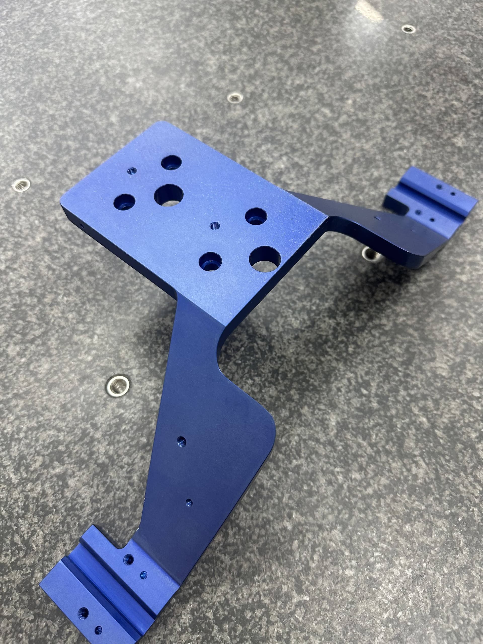 Precision 5-axis CNC milled aluminum module with Type II blue anodized corrosion protection