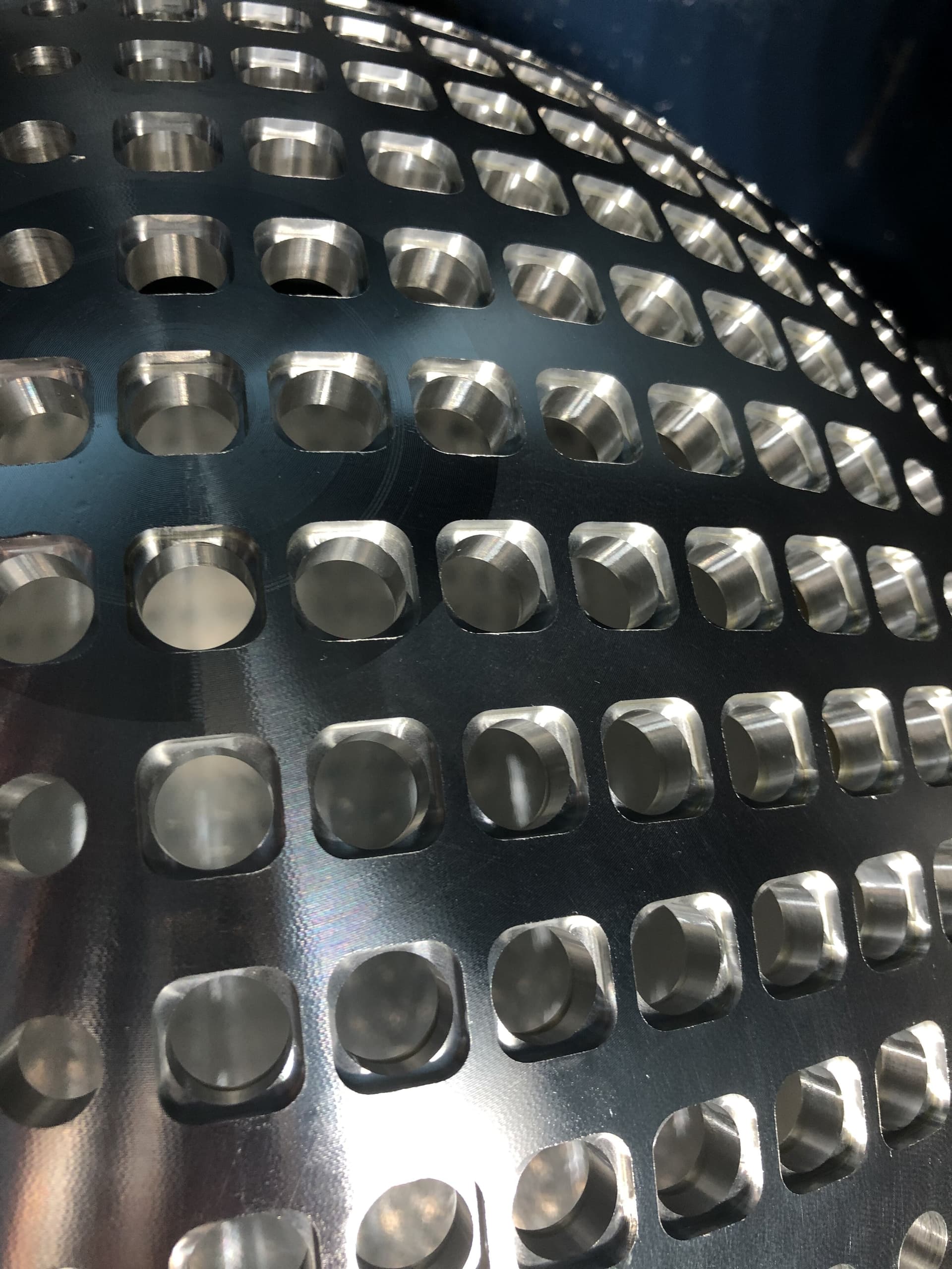 Dome shaped CNC machined aluminium part display