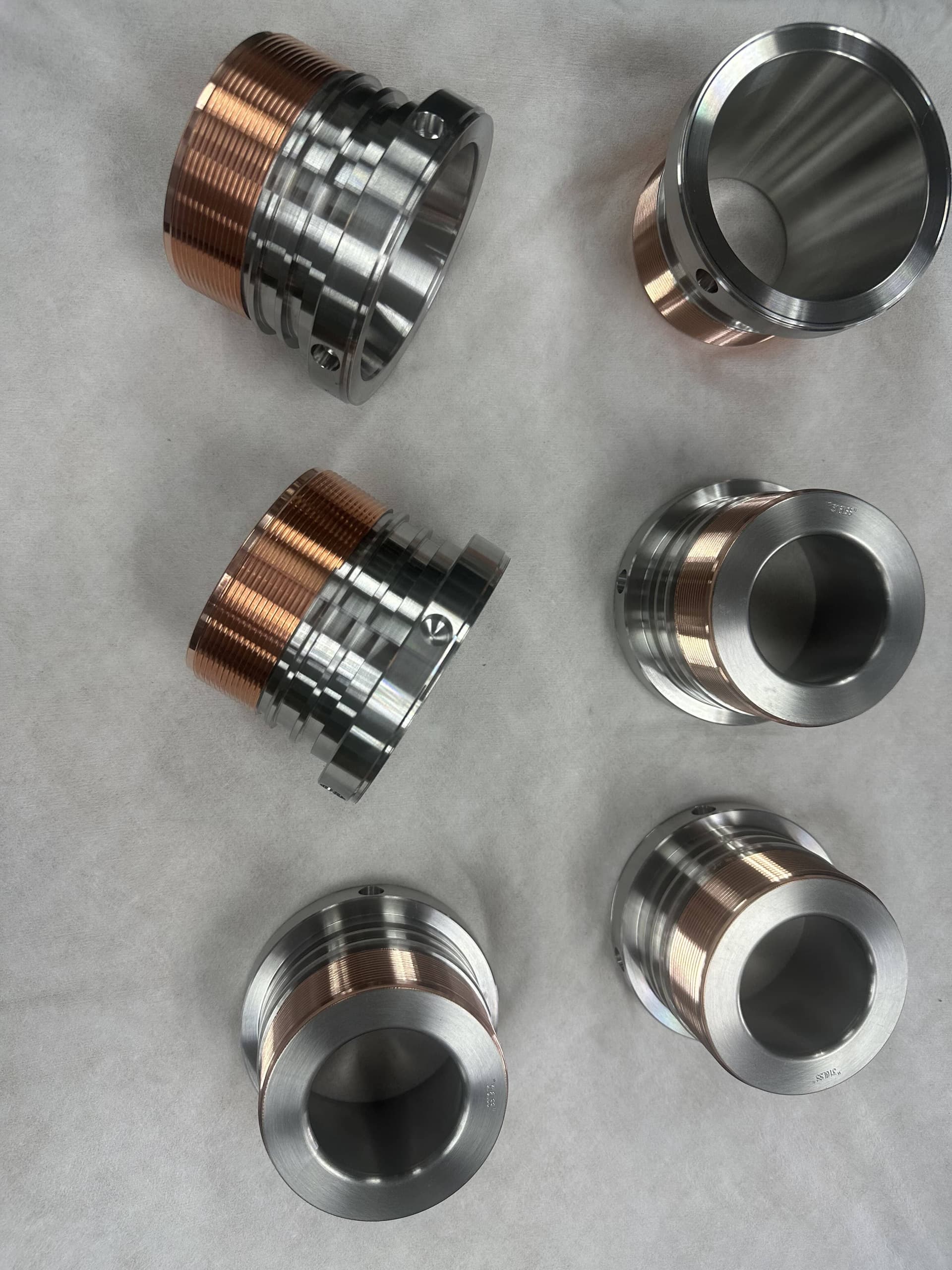 CNC turned 316 stainless steel bushings with anti-galling copper plating for oil & gas