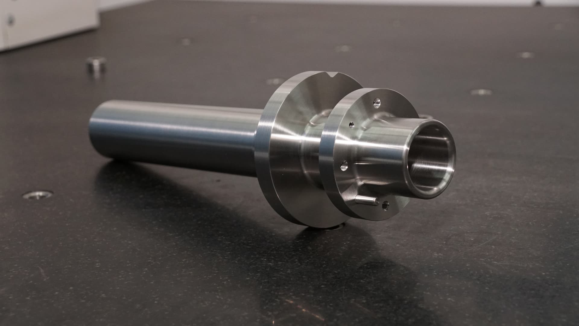 Multi-axis CNC turned stainless steel cylindrical mandrel with tight runout tolerances