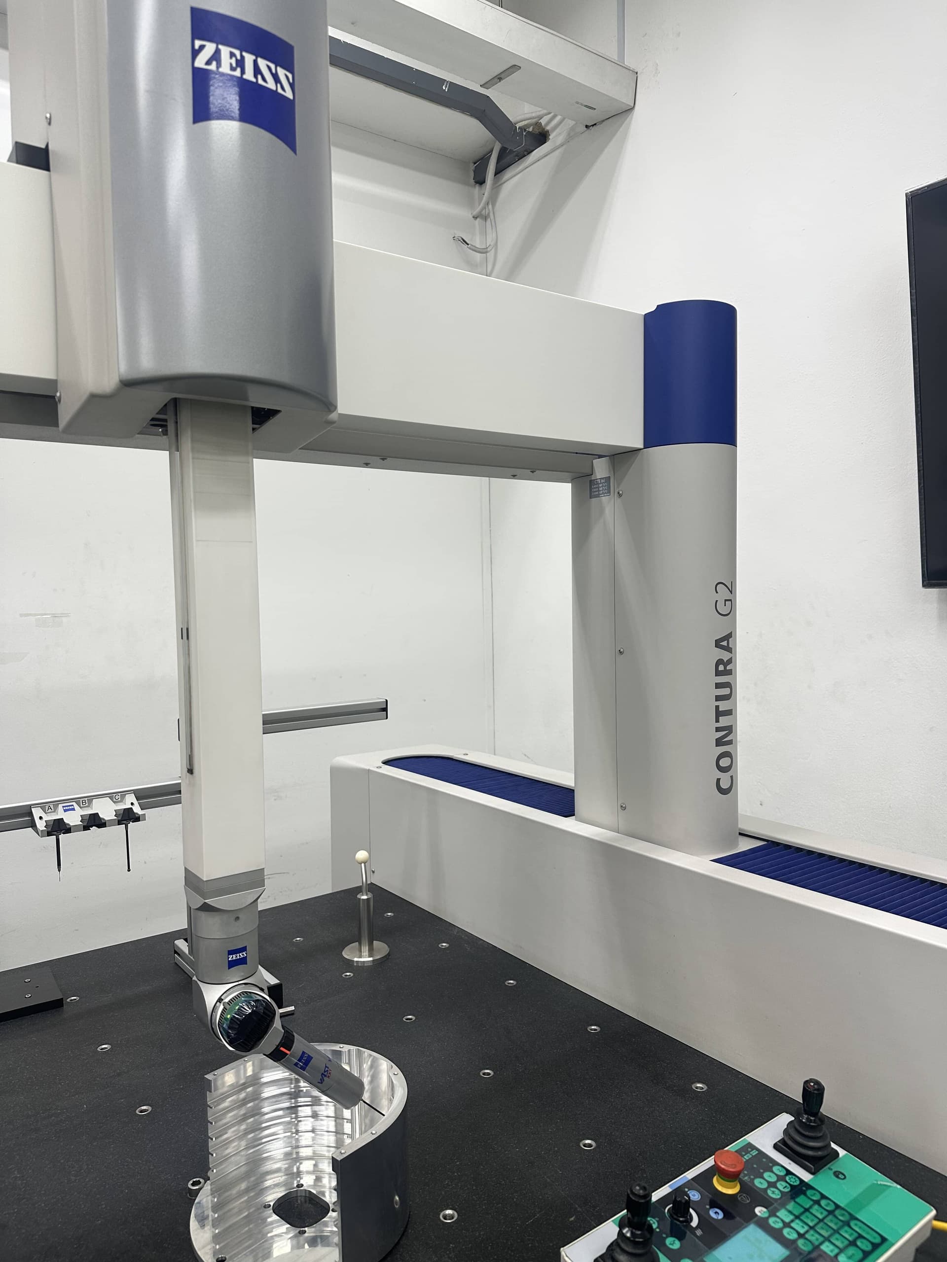 Zeiss 3D coordinate measuring machine (CMM) verifying sub-micron dimensional tolerances